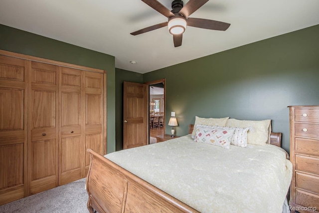 2086 Haines Rd, Lapeer, MI 48446 - bedroom featuring a closet, carpet flooring, and a ceiling fan