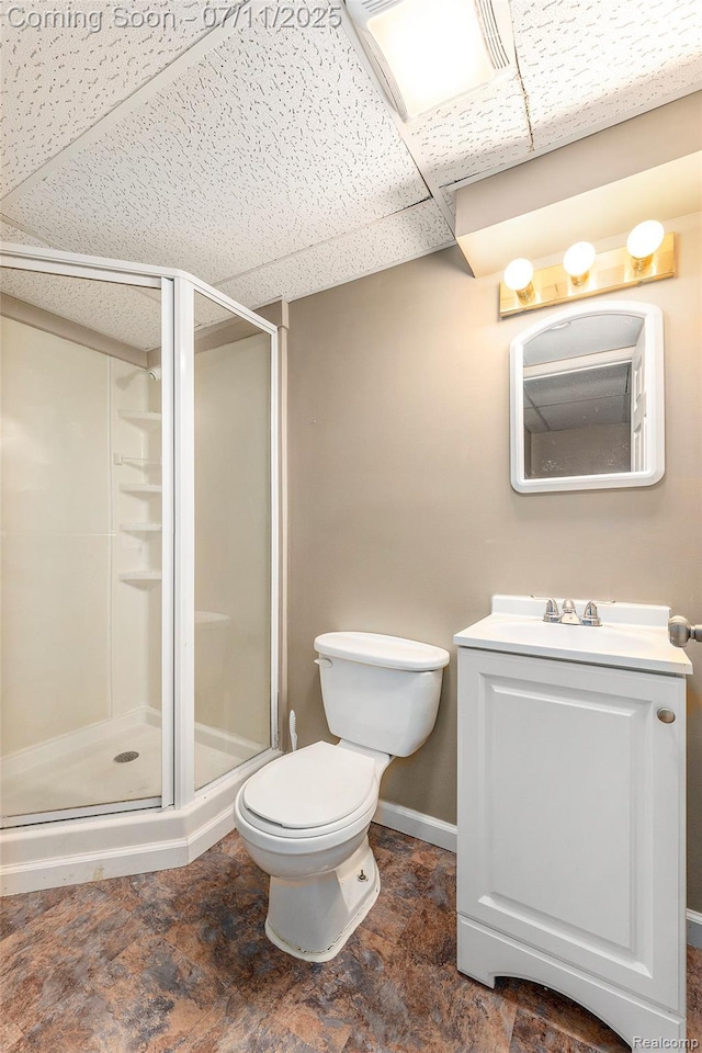 41455 Clinton Grove Dr, Clinton Township, MI 48038 - bathroom featuring a shower stall, vanity, and a paneled ceiling