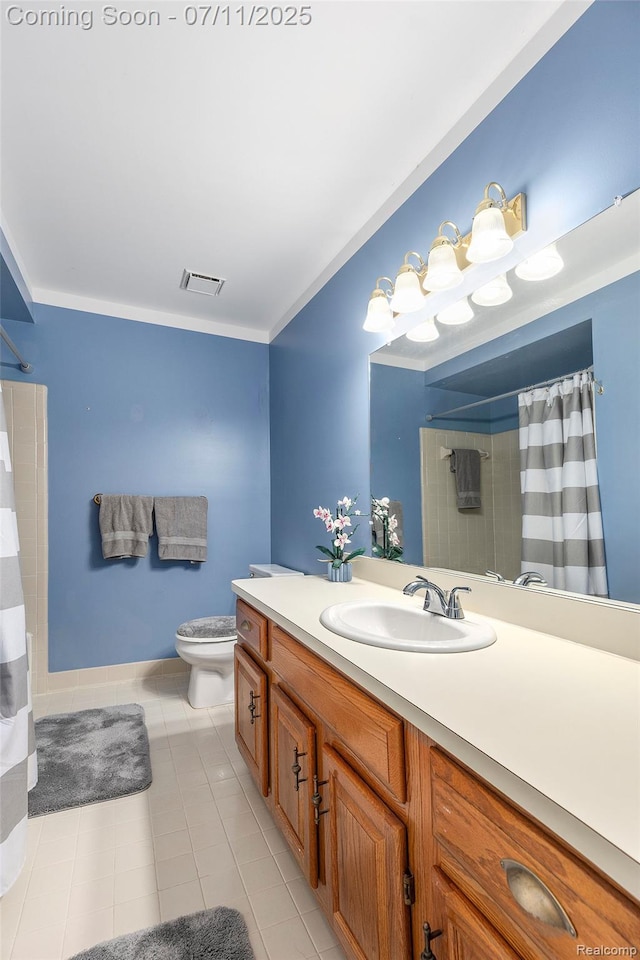 41455 Clinton Grove Dr, Clinton Township, MI 48038 - full bathroom with vanity, curtained shower, and tile patterned floors