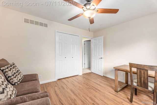 41455 Clinton Grove Dr, Clinton Township, MI 48038 - sitting room featuring a ceiling fan and light wood-type flooring