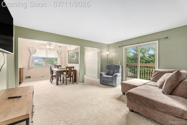 41455 Clinton Grove Dr, Clinton Township, MI 48038 - living room featuring carpet and a ceiling fan
