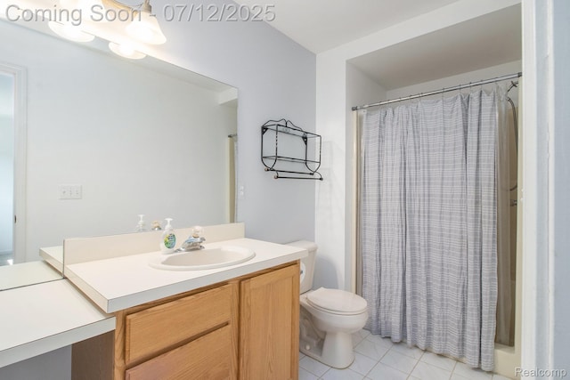 7924 Meadow Dr, Waterford, MI 48329 - bathroom featuring vanity, tile patterned flooring, and curtained shower