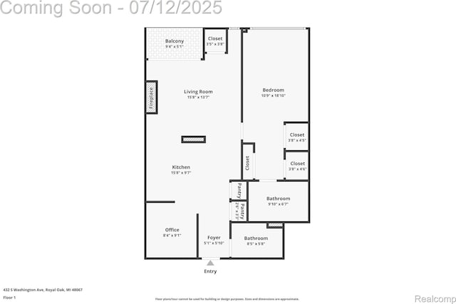 432 S Washington Ave Unit 802, Royal Oak, MI 48067 - view of home floor plan
