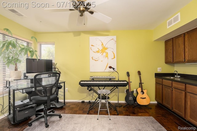 7427 Radcliff Ct, West Bloomfield, MI 48322 - office featuring a sink and ceiling fan