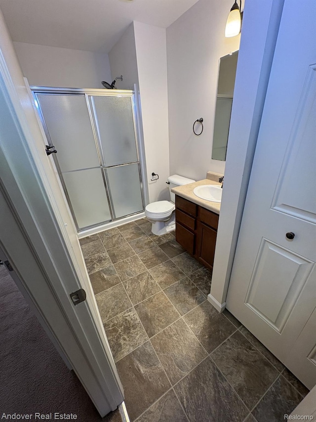 8213 Bayberry Ct, Dexter, MI 48130 - full bath featuring vanity, a stall shower, and stone finish floors