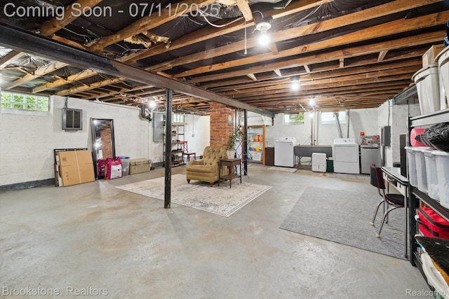 2351 Earlmont Rd, Berkley, MI 48072 - basement featuring washing machine and clothes dryer and electric panel
