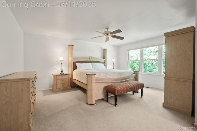 2686 Orbit Dr, Lake Orion, MI 48360 - bedroom with light colored carpet and a ceiling fan
