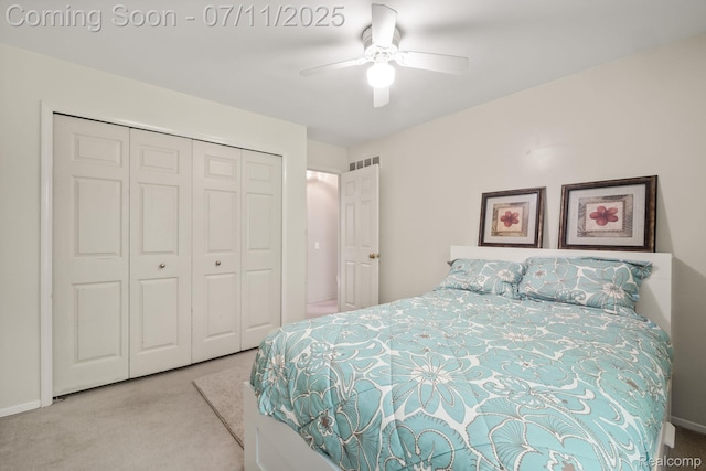 2686 Orbit Dr, Lake Orion, MI 48360 - bedroom featuring carpet floors, a closet, and ceiling fan