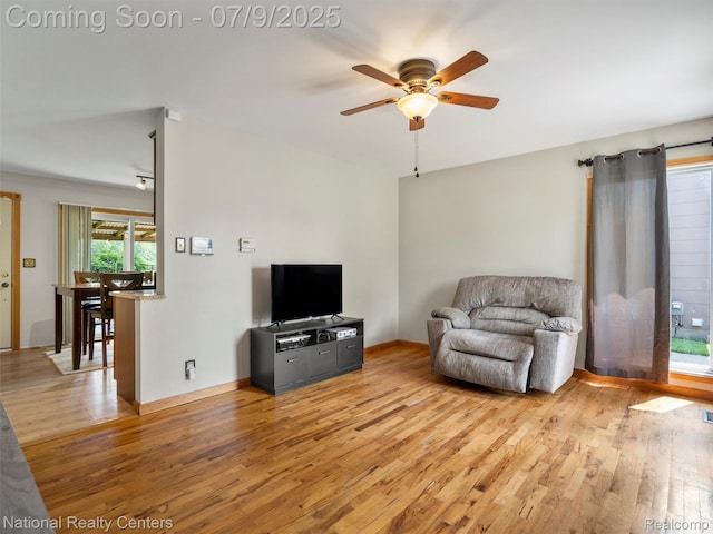 2553 Koper Dr, Macomb, MI 48310 - living room with light wood-style flooring and ceiling fan