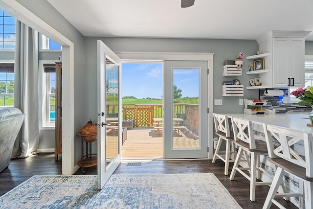 10501 Somerset Rd, Cement City, MI 49233 - dining area with healthy amount of natural light, french doors, and dark wood-style floors