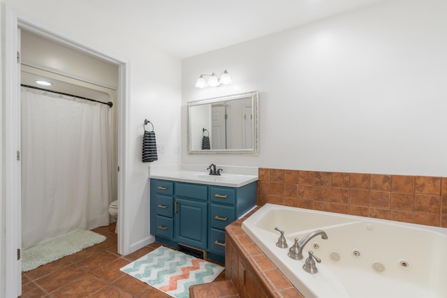 10501 Somerset Rd, Cement City, MI 49233 - full bath featuring a jetted tub, vanity, and tile patterned floors