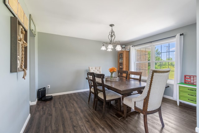 10501 Somerset Rd, Cement City, MI 49233 - dining room featuring dark wood-style floors and a chandelier
