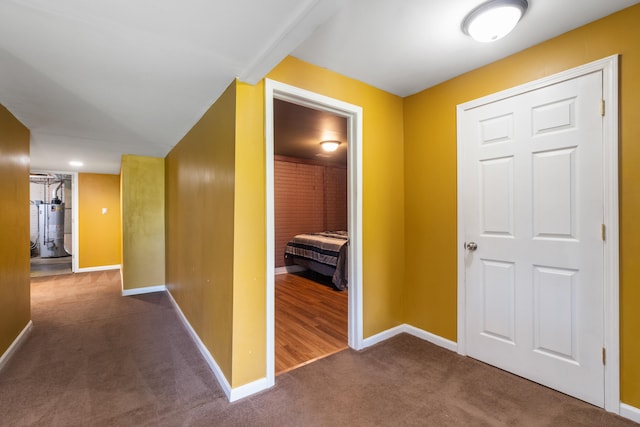 10501 Somerset Rd, Cement City, MI 49233 - hall with carpet flooring and gas water heater