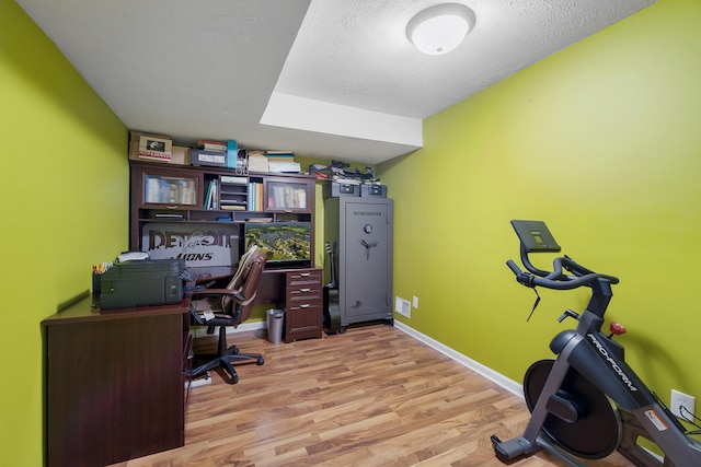 10501 Somerset Rd, Cement City, MI 49233 - office with light wood-style flooring and a textured ceiling
