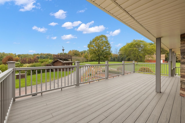 4700 Raap Rd, Bruce, MI 48065 - wooden terrace featuring a lawn