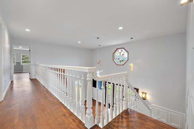 4700 Raap Rd, Bruce, MI 48065 - corridor with an upstairs landing, recessed lighting, and wood finished floors