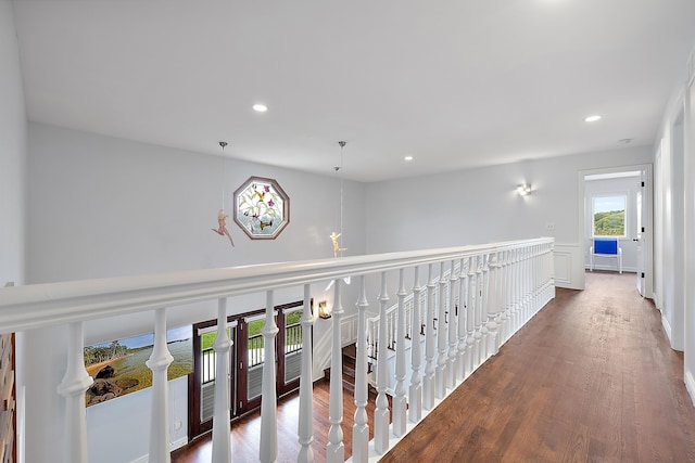 4700 Raap Rd, Bruce, MI 48065 - hallway featuring an upstairs landing, recessed lighting, and wood finished floors