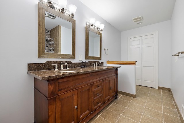4700 Raap Rd, Bruce, MI 48065 - bathroom with double vanity and tile patterned floors