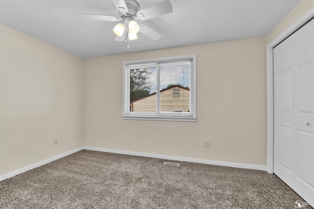 632 John Rolfe Dr, Monroe, MI 48162 - unfurnished bedroom with carpet flooring, a closet, and ceiling fan