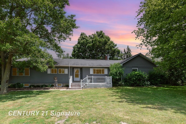 7320 N River Rd, Freeland, MI 48623 - ranch-style house with a chimney and a lawn