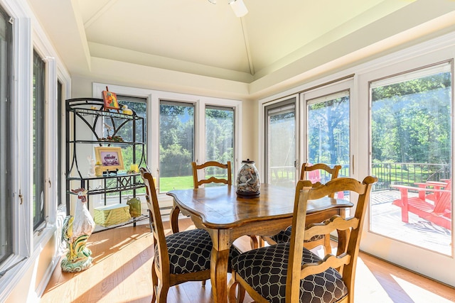 1818 Greenbriar Dr, Portage, MI 49024 - sunroom featuring wood finished floors, plenty of natural light, and lofted ceiling