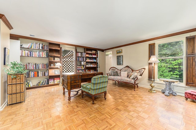 1818 Greenbriar Dr, Portage, MI 49024 - office area with baseboards and crown molding