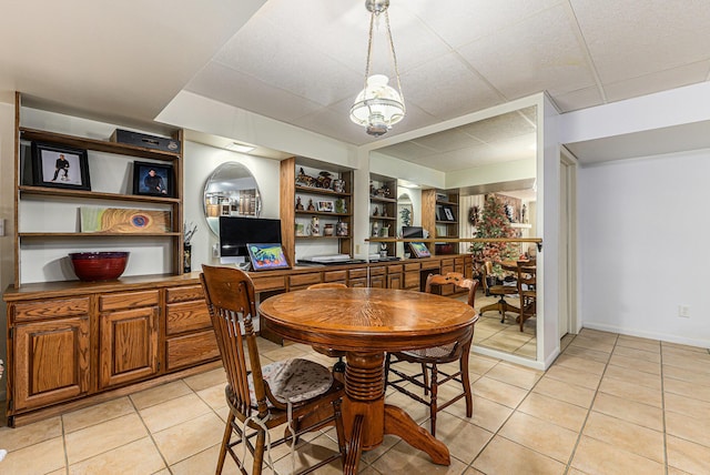 1818 Greenbriar Dr, Portage, MI 49024 - dining room with light tile patterned floors, an office area, and a drop ceiling