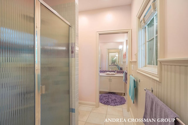 41 Bay Meadows Dr, Holland, MI 49424 - full bathroom with tile patterned flooring, vanity, and a shower stall