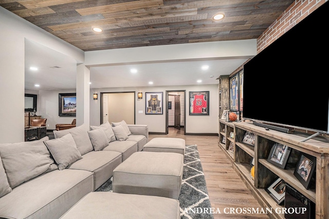 41 Bay Meadows Dr, Holland, MI 49424 - living area featuring wood ceiling, recessed lighting, and light wood-style flooring