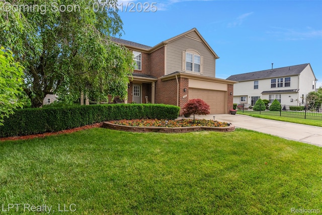 17952 Marsal Dr, Macomb, MI 48042 - view of front of house with brick siding, driveway, and an attached garage