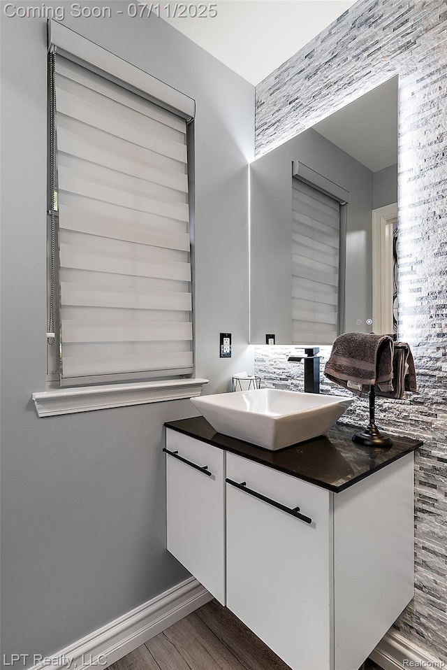 17952 Marsal Dr, Macomb, MI 48042 - bathroom featuring vanity and wood finished floors