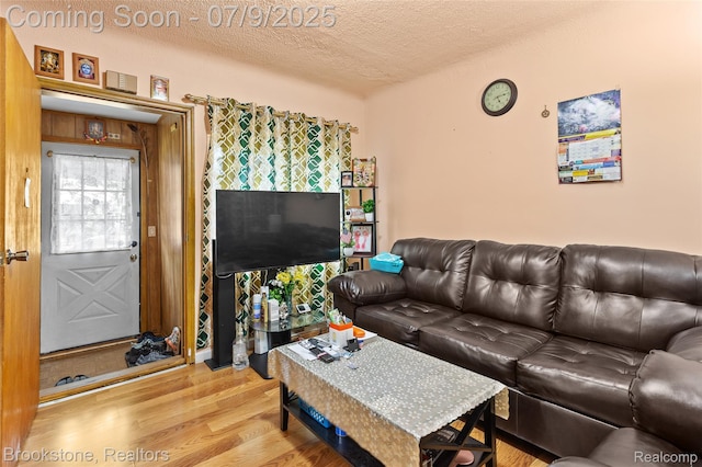 3831 Casmere St, Hamtramck, MI 48212 - living area with wood finished floors and a textured ceiling