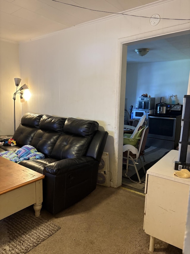 1016 Villa Ct, Benton Harbor, MI 49022 - carpeted living room with crown molding