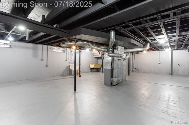 19132 Gilchrist St, Detroit, MI 48235 - unfinished basement with heating unit and a sink