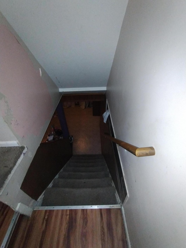 3539 14th St, Wyandotte, MI 48192 - staircase with baseboards and wood finished floors
