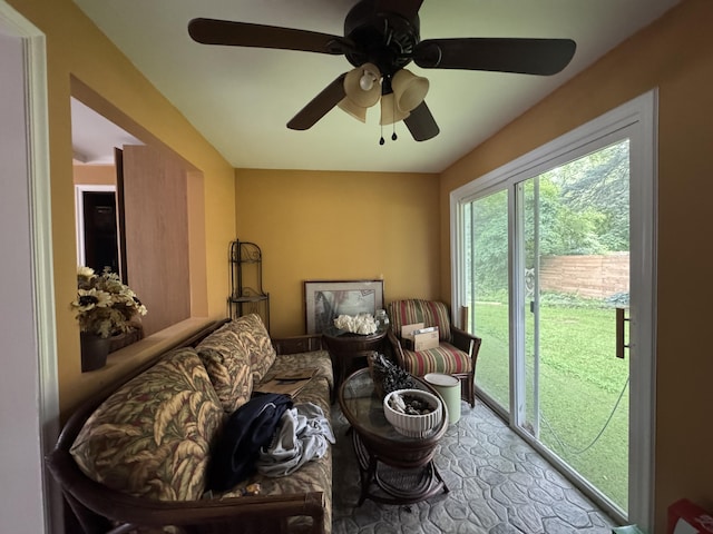 2728 Brook Dr, Kalamazoo, MI 49004 - living area with a ceiling fan