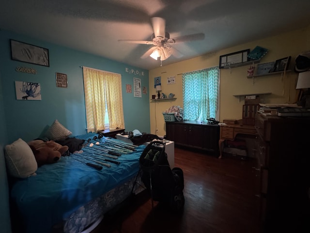2728 Brook Dr, Kalamazoo, MI 49004 - bedroom featuring dark wood-style flooring and ceiling fan
