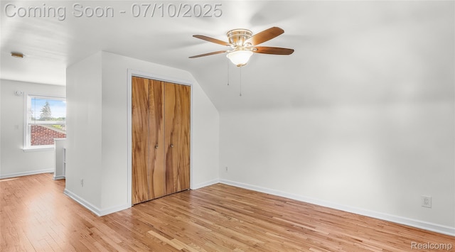 2606 Willow St, Dearborn, MI 48124 - additional living space featuring light wood-type flooring, a ceiling fan, and lofted ceiling