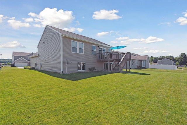 58852 Silvergrass Dr, Mattawan, MI 49071 - rear view of property featuring stairs, a deck, and a yard