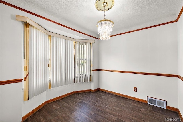 18285 Faust Ave, Detroit, MI 48219 - spare room with wood finished floors, a chandelier, crown molding, and a textured ceiling