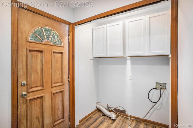161OXBOW Oxbow Lake Rd, White Lake, MI 48386 - laundry room featuring cabinet space, wood finished floors, and hookup for a washing machine