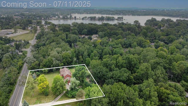 161OXBOW Oxbow Lake Rd, White Lake, MI 48386 - aerial overview of property's location with a nearby body of water and property boundaries highlighted