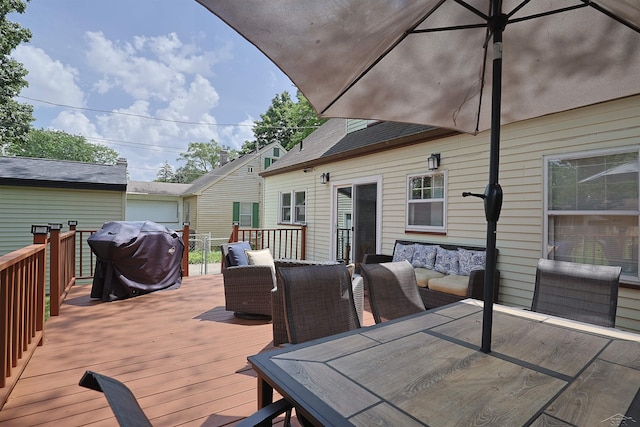 514 Hunter St, Saginaw, MI 48602 - wooden terrace with an outdoor hangout area and grilling area
