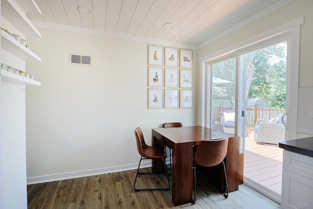 514 Hunter St, Saginaw, MI 48602 - dining area featuring wood finished floors and wooden ceiling