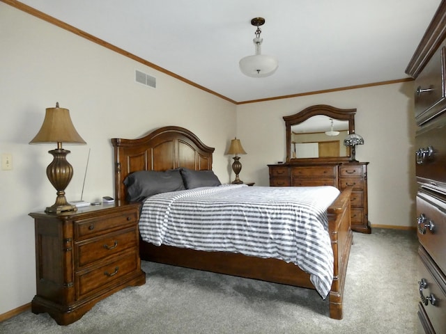 630 Forest St, Wyandotte, MI 48192 - bedroom with light carpet and ornamental molding