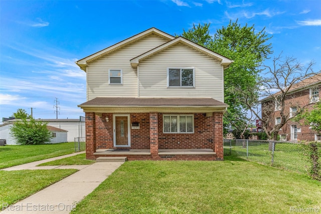 1625 Ferney St, Dearborn Heights, MI 48120 - traditional-style home featuring covered porch and brick siding
