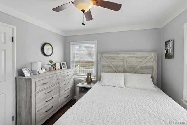 15404 Belmont Ave, Allen Park, MI 48101 - bedroom with ceiling fan and dark wood-style flooring