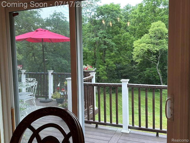 5074 Perryville Rd, Holly, MI 48442 - balcony with a forest view