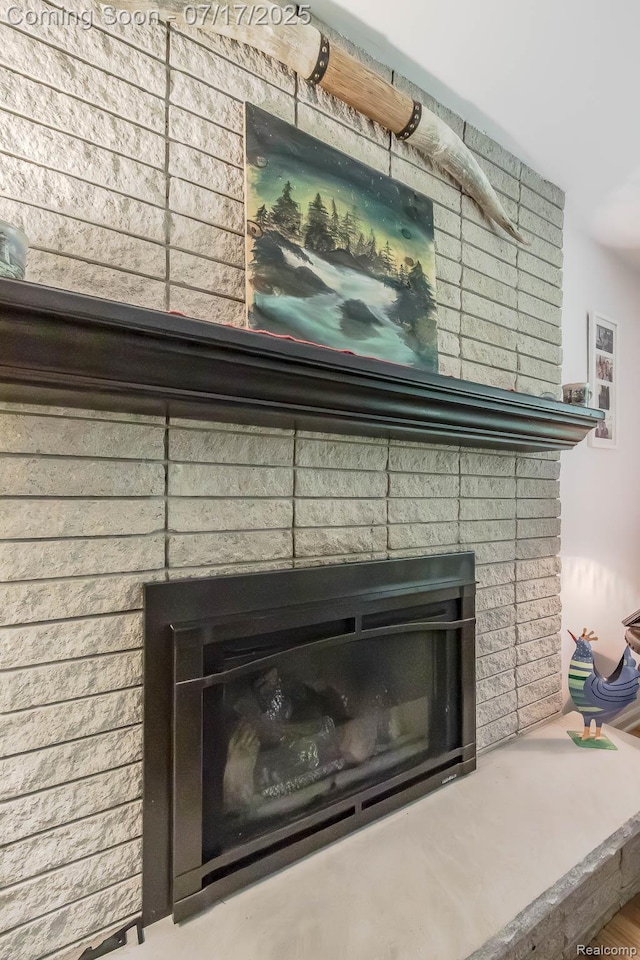 5074 Perryville Rd, Holly, MI 48442 - detailed view of a brick fireplace