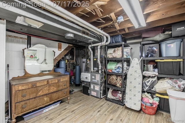 5074 Perryville Rd, Holly, MI 48442 - unfinished below grade area featuring wood finished floors and heating unit